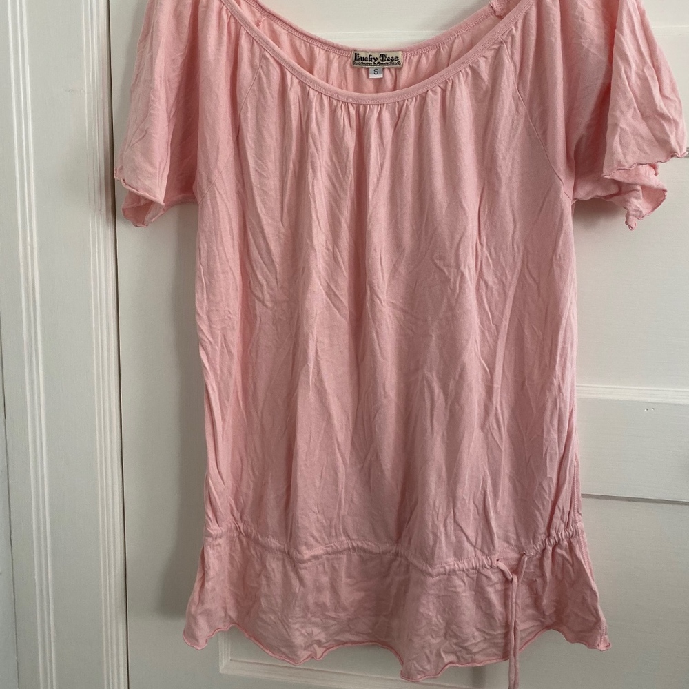 Pink Lucky Brand Drawstring Tee Size S